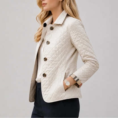 Women's quilted jacket side pocket detail