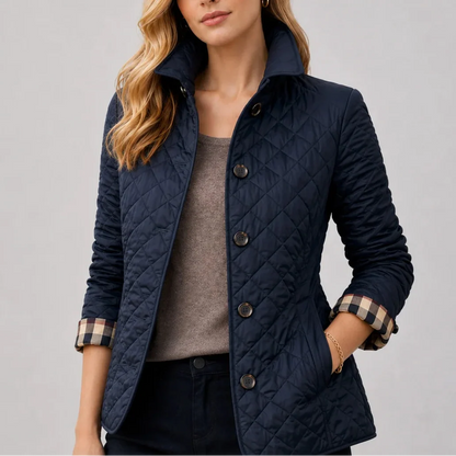 Women's quilted jacket styled outfit
