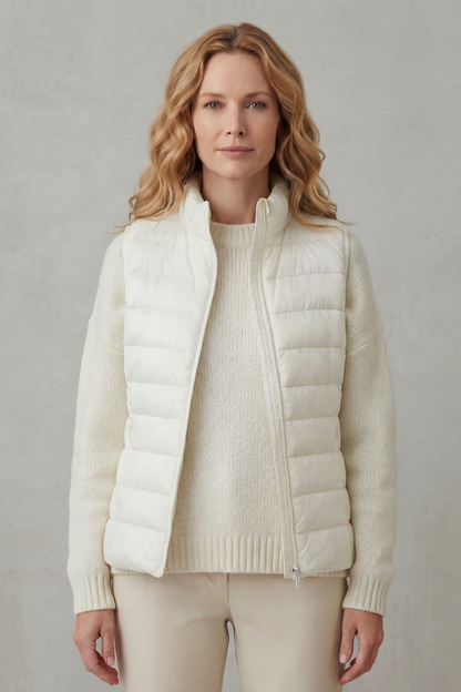 Women's Quilted Gilet with High Neck and Zip Front