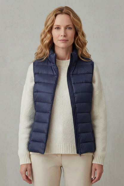 Women's Quilted Gilet with High Neck and Zip Front