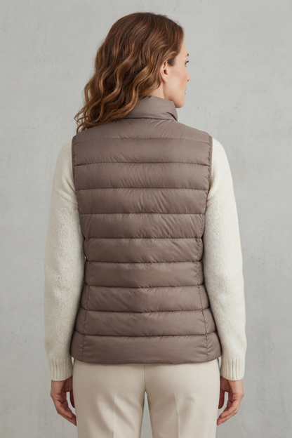 Women's Quilted Gilet with High Neck and Zip Front