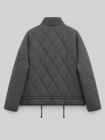 Women's Quilted High-Neck Zip Utility Jacket