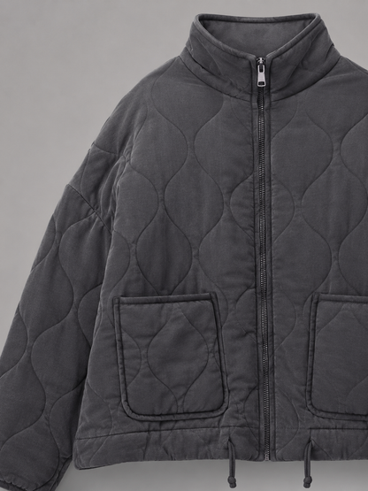 Women's Quilted High-Neck Zip Utility Jacket