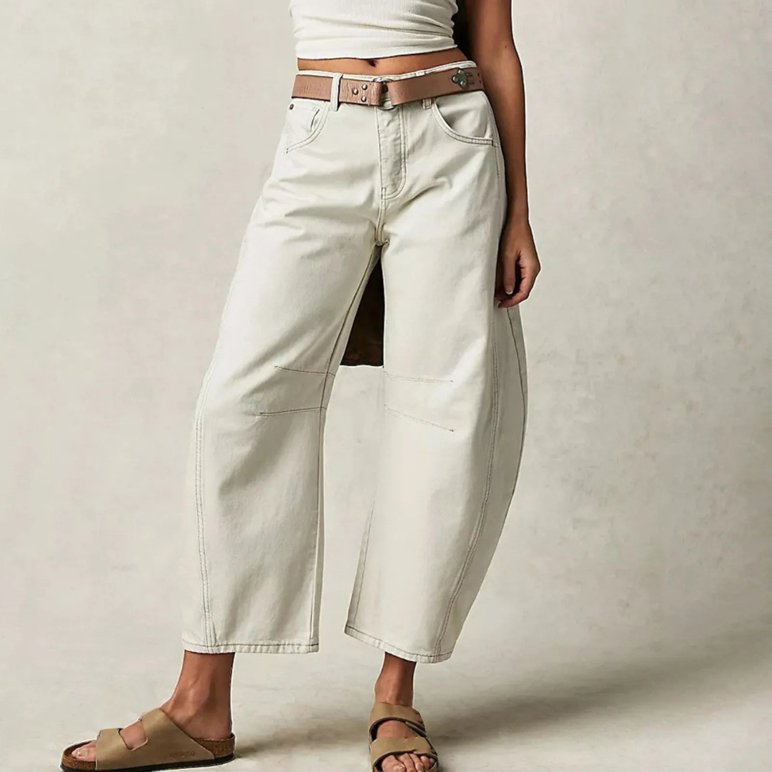 Women's Relaxed Barrel Leg Mid Rise Jeans