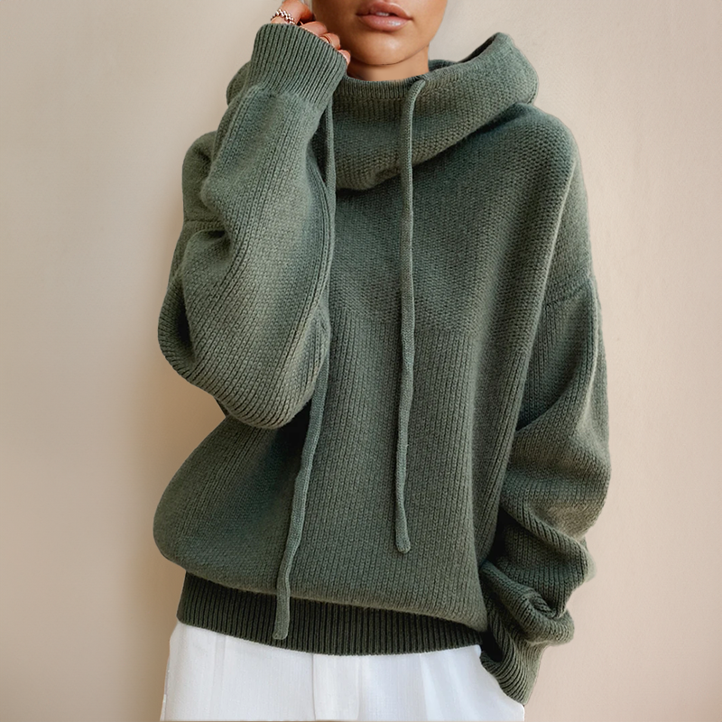 Women's Relaxed Fit Cowl Neck Funnel Hoodie