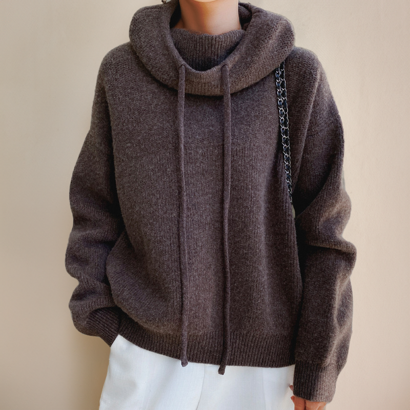Women's Relaxed Fit Cowl Neck Funnel Hoodie
