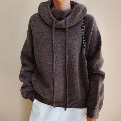 Women's Relaxed Fit Cowl Neck Funnel Hoodie
