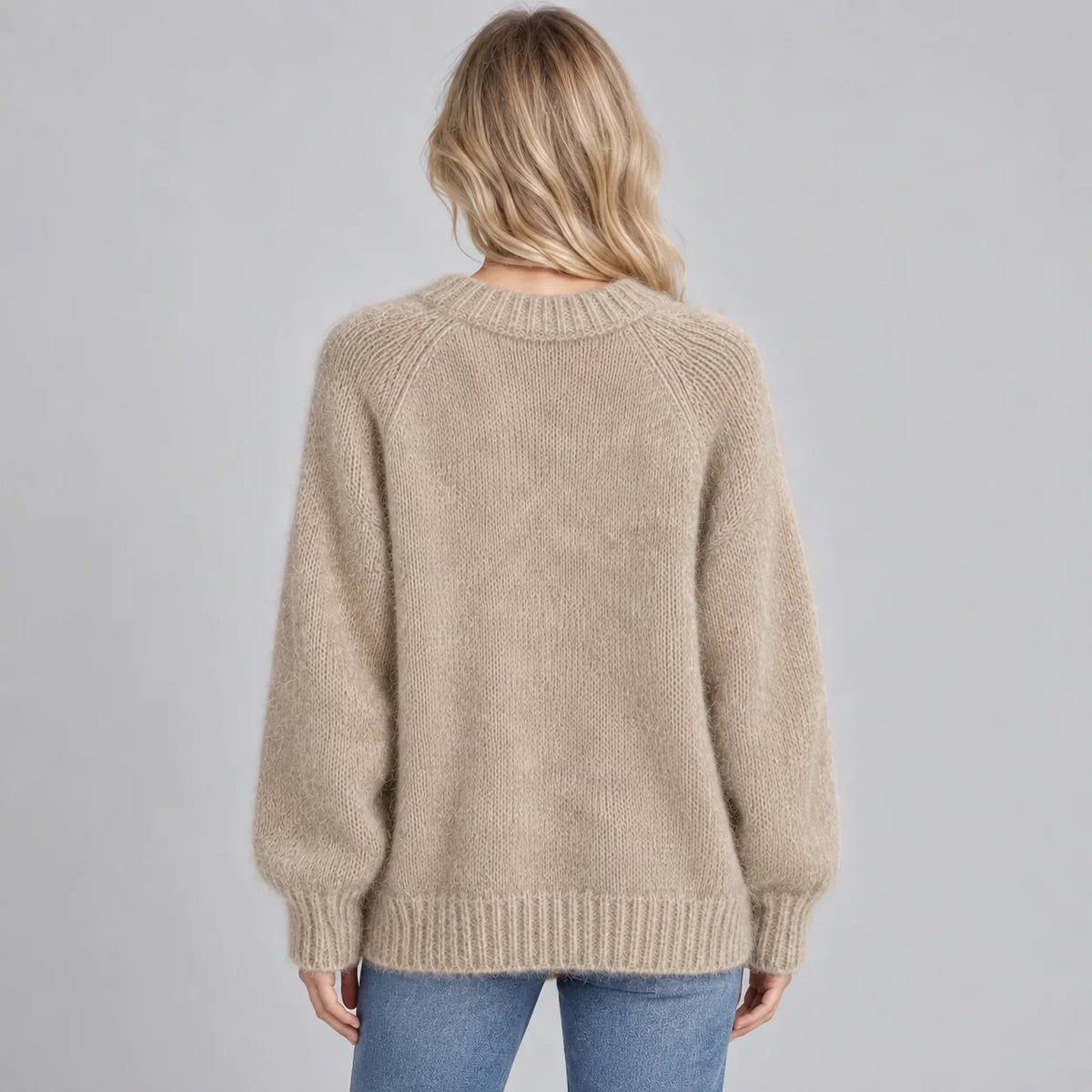 Women's Relaxed Fit Fluffy Crew Neck Knit Jumper