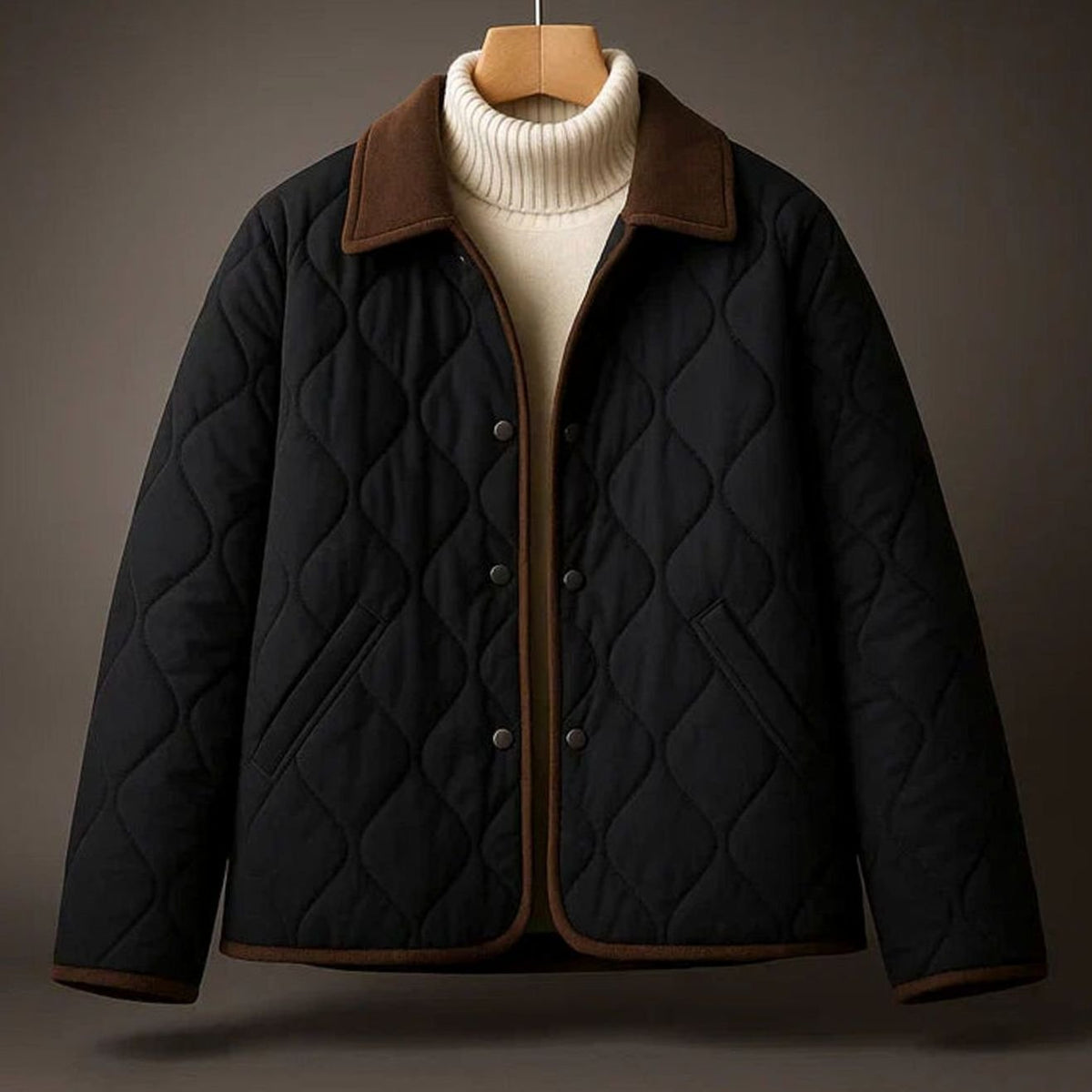 Women's Relaxed-Fit Quilted Lapel Winter Coat Jacket