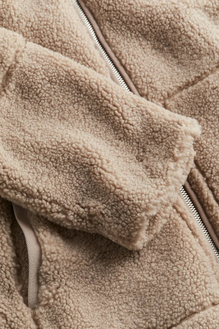 Women's Relaxed Fit Teddy Zip Up Jacket