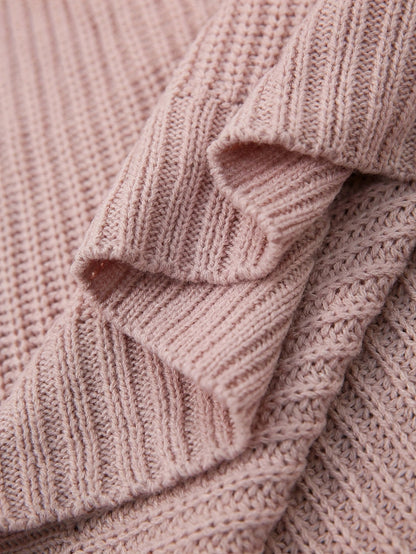 Women's Relaxed Half Roll Neck Jumper Dress in Ribbed Knit
