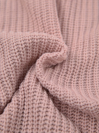 Women's Relaxed Half Roll Neck Jumper Dress in Ribbed Knit