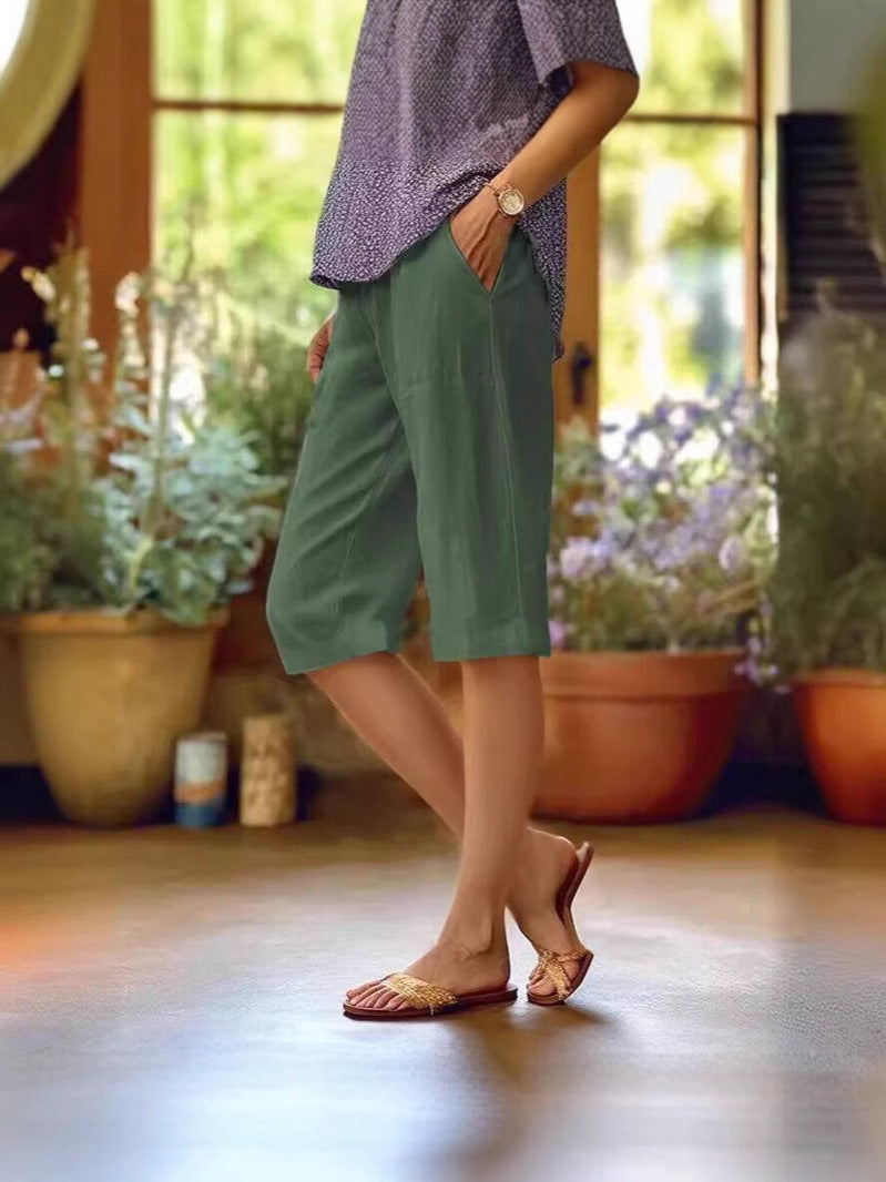 Women's Relaxed Linen Capri Pants
