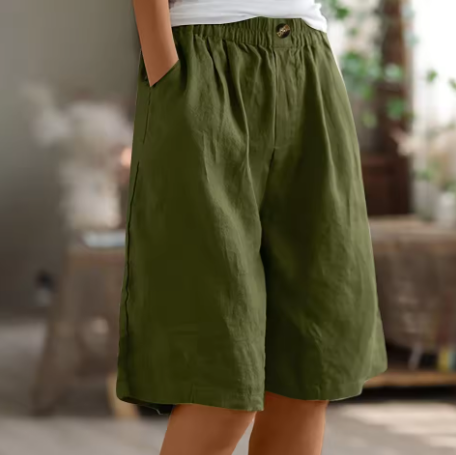 Women's Relaxed Linen Shorts With Elastic Waist