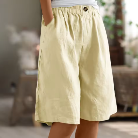Women's Relaxed Linen Shorts With Elastic Waist