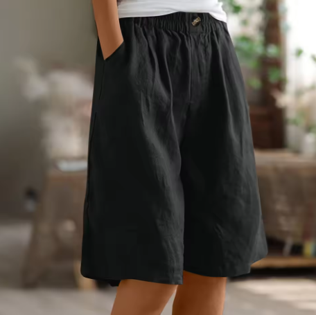 Women's Relaxed Linen Shorts With Elastic Waist