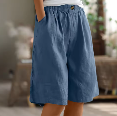 Women's Relaxed Linen Shorts With Elastic Waist