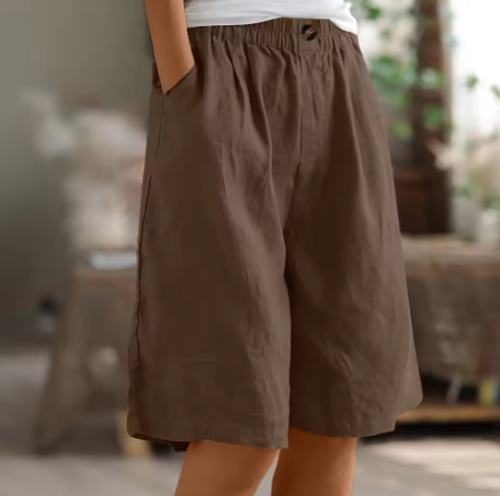 Women's Relaxed Linen Shorts With Elastic Waist