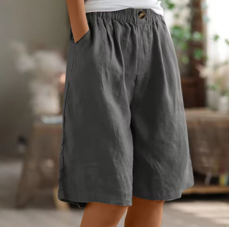 Women's Relaxed Linen Shorts With Elastic Waist