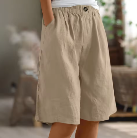 Women's Relaxed Linen Shorts With Elastic Waist