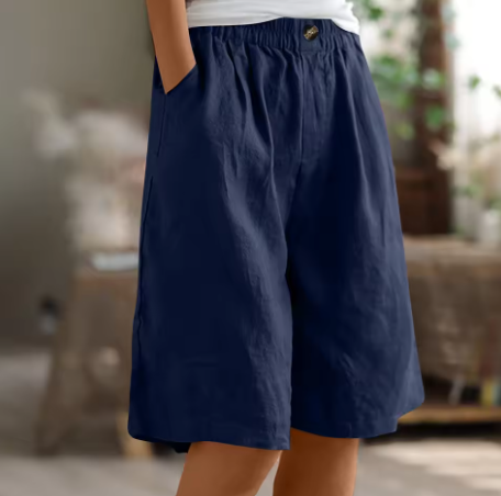 Women's Relaxed Linen Shorts With Elastic Waist