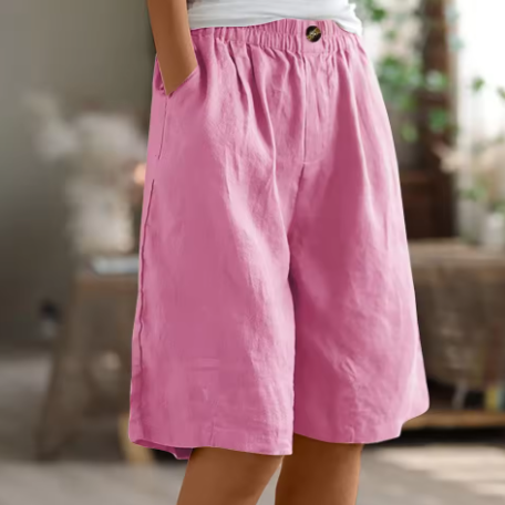 Women's Relaxed Linen Shorts With Elastic Waist
