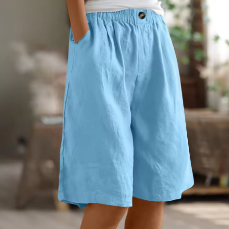 Women's Relaxed Linen Shorts With Elastic Waist