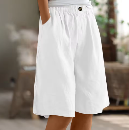 Women's Relaxed Linen Shorts With Elastic Waist