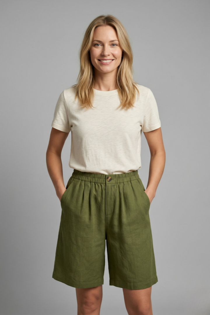 Women's Relaxed Linen Shorts With Side Pockets