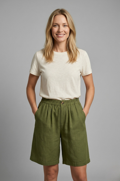 Women's Relaxed Linen Shorts With Side Pockets