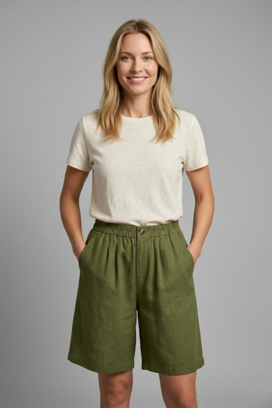 Women's Relaxed Linen Shorts With Side Pockets