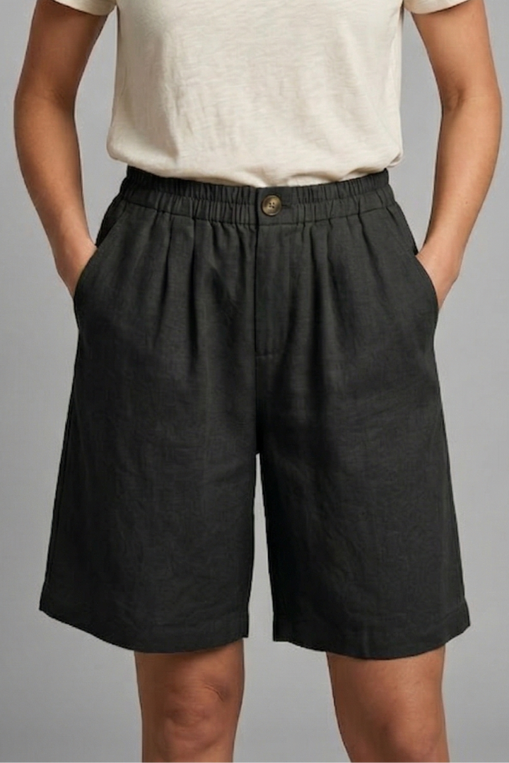 Women's Relaxed Linen Shorts With Side Pockets
