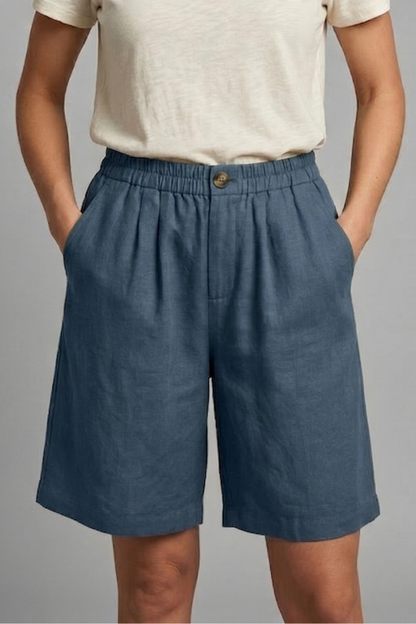 Women's Relaxed Linen Shorts With Side Pockets