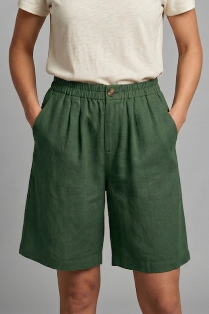 Women's Relaxed Linen Shorts With Side Pockets