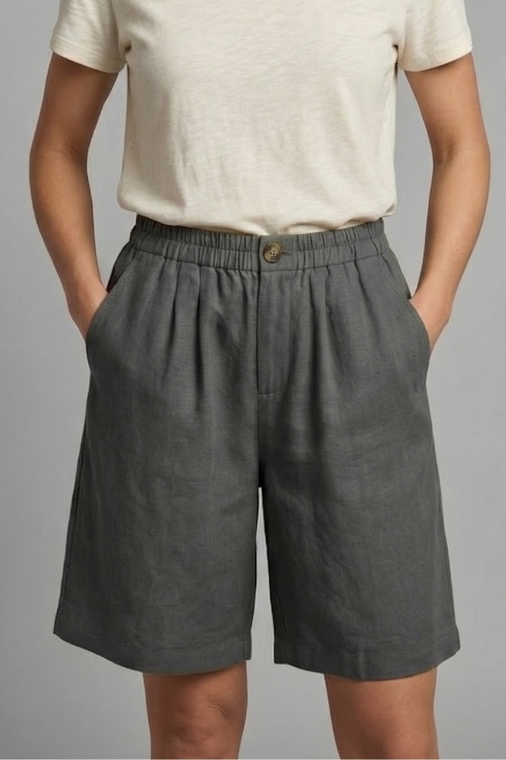 Women's Relaxed Linen Shorts With Side Pockets