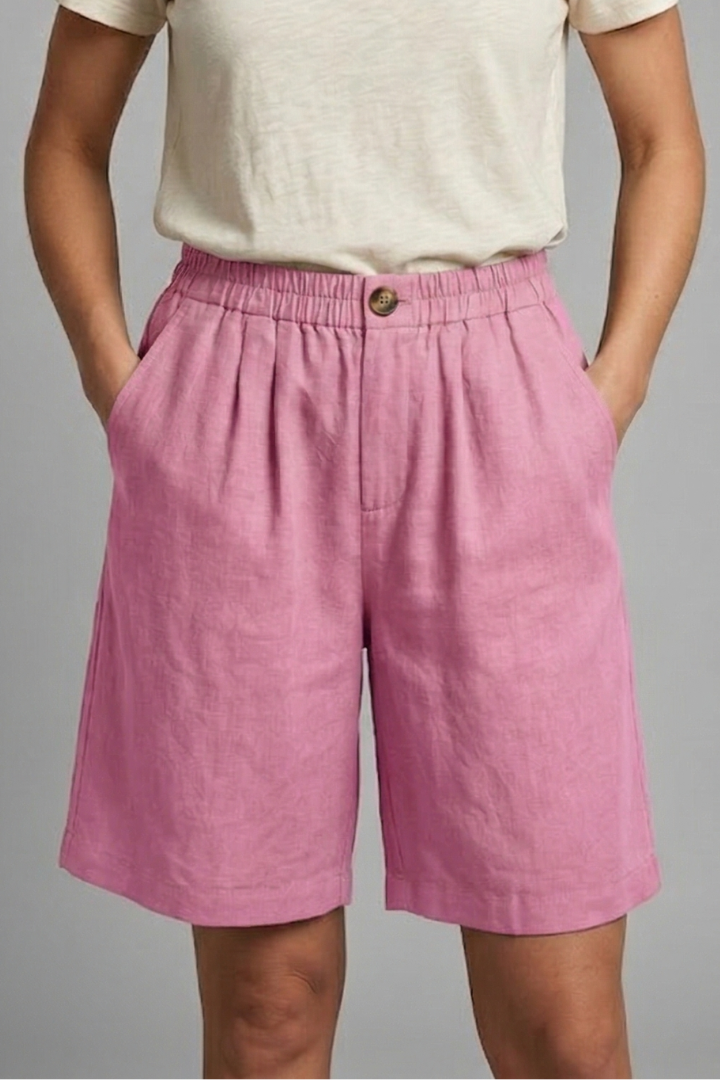 Women's Relaxed Linen Shorts With Side Pockets
