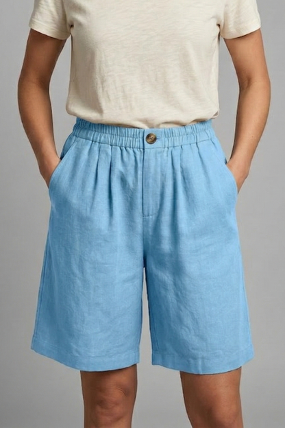 Women's Relaxed Linen Shorts With Side Pockets