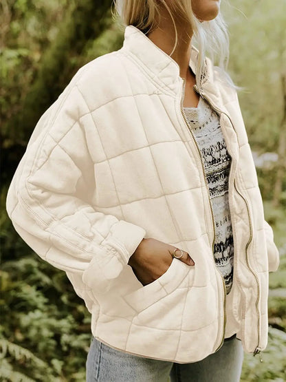 Women's Relaxed Quilted Jacket with Zip Front & Warm Lining