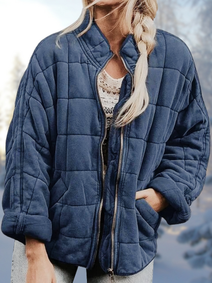 Women's Relaxed Quilted Jacket with Zip Front & Warm Lining