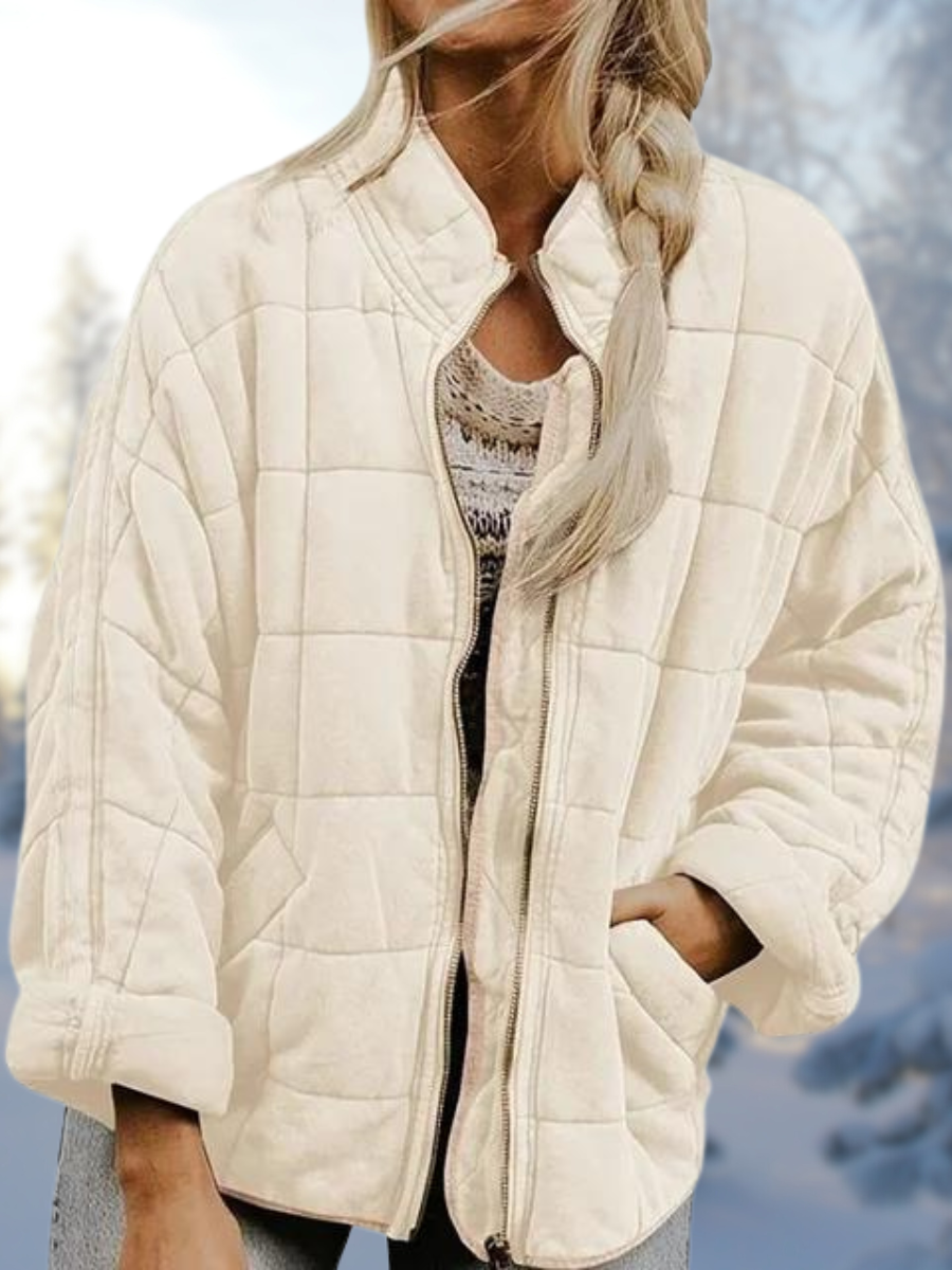Women's Relaxed Quilted Jacket with Zip Front & Warm Lining