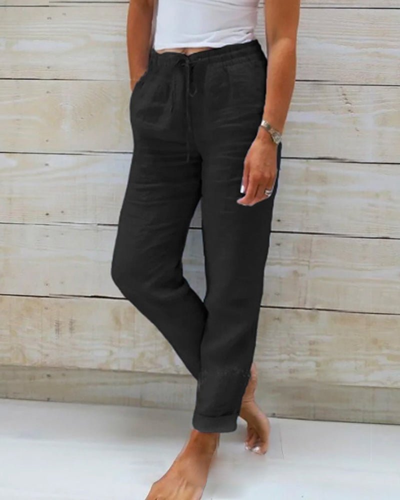 Women's Relaxed Straight Leg Linen Trousers