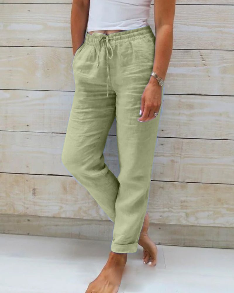 Women's Relaxed Straight Leg Linen Trousers