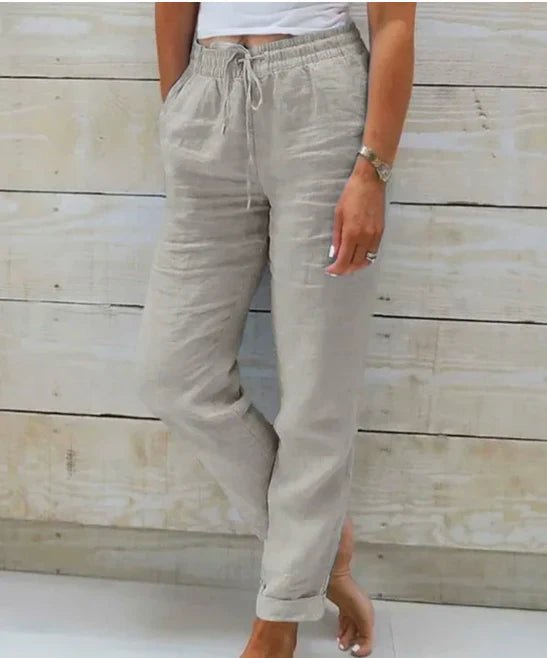 Women's Relaxed Straight Leg Linen Trousers