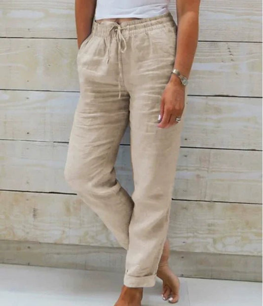 Women's Relaxed Straight Leg Linen Trousers