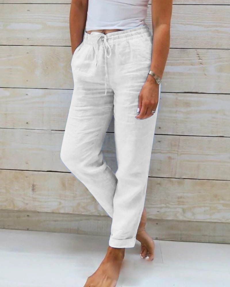 Women's Relaxed Straight Leg Linen Trousers