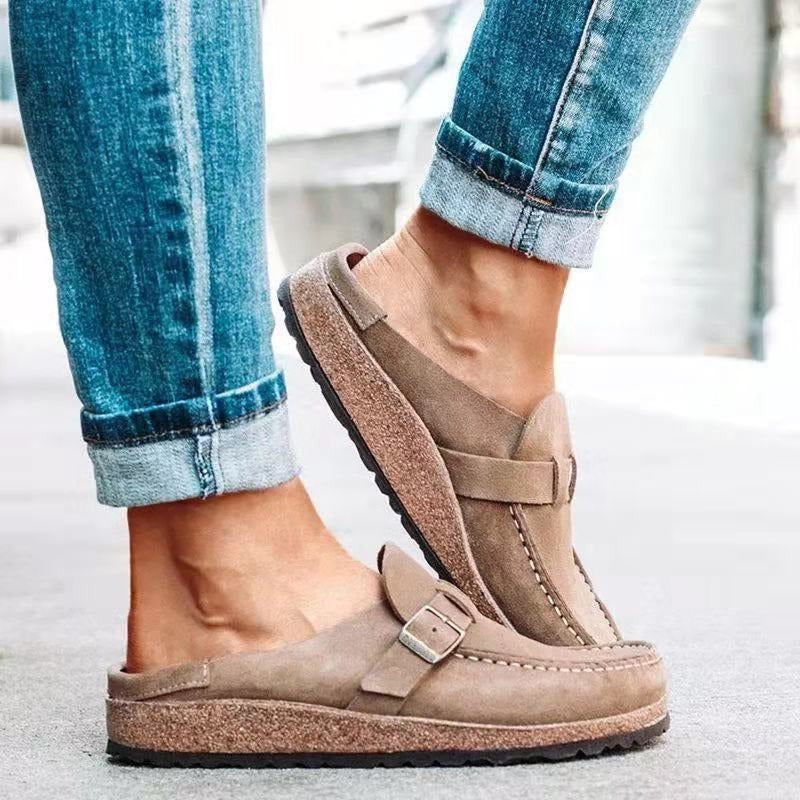 Women's Retro Wooden Slip On Shoes