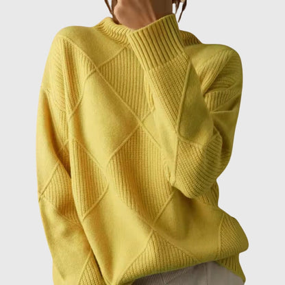 Women's Ribbed Knit Roll Neck Jumper with Long Sleeves