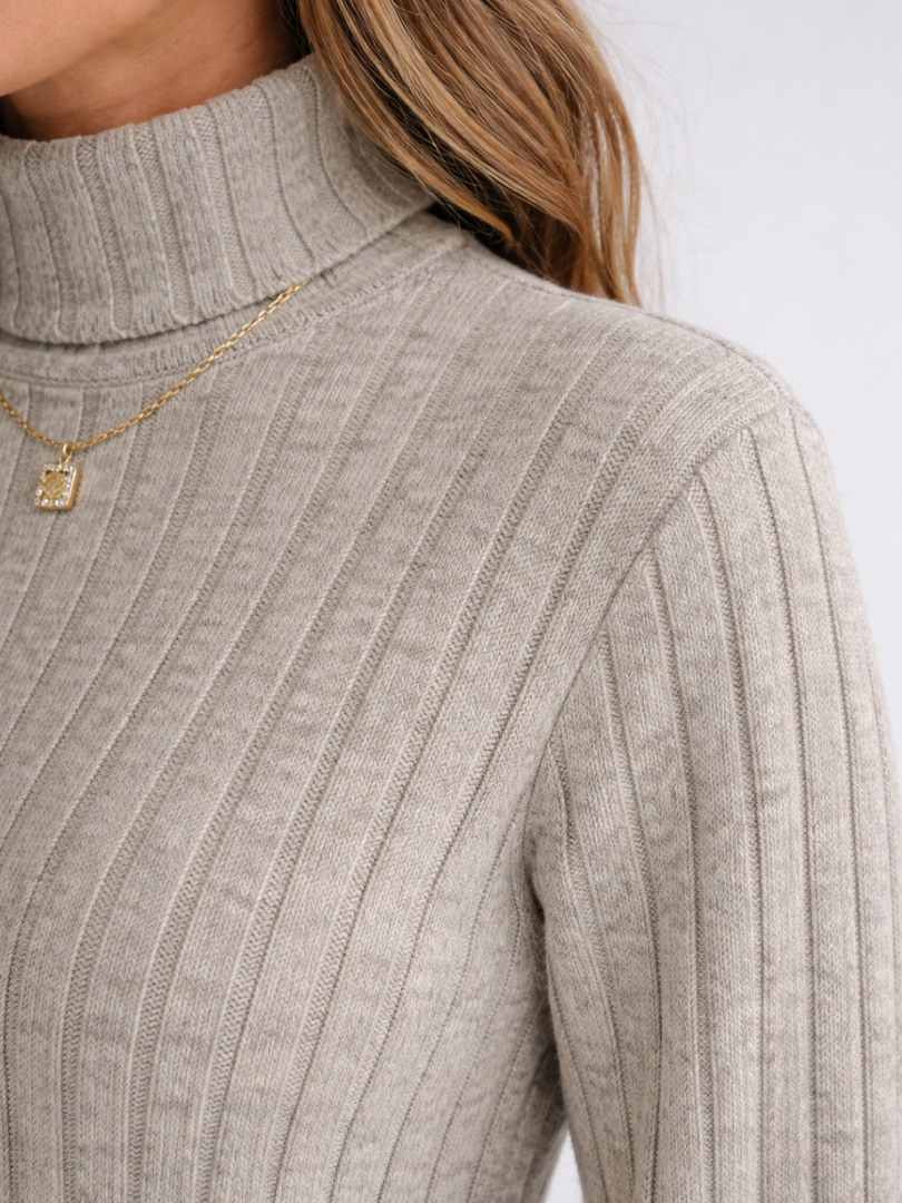 Women's Ribbed Knit Turtleneck Mini Jumper Dress