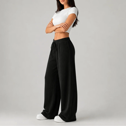 Women's Ribbed Wide Leg Drawstring Lounge Trousers