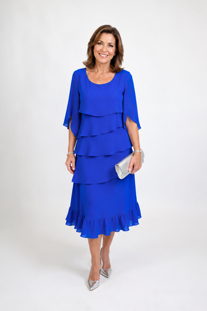 Women's Ruffle Sleeve Midi Dress